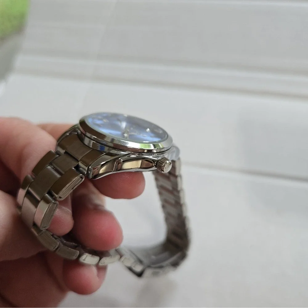 Chenxi CX021L Women's Quartz Watch Light Blue Dial,SS Band,Rhinestone Markers.